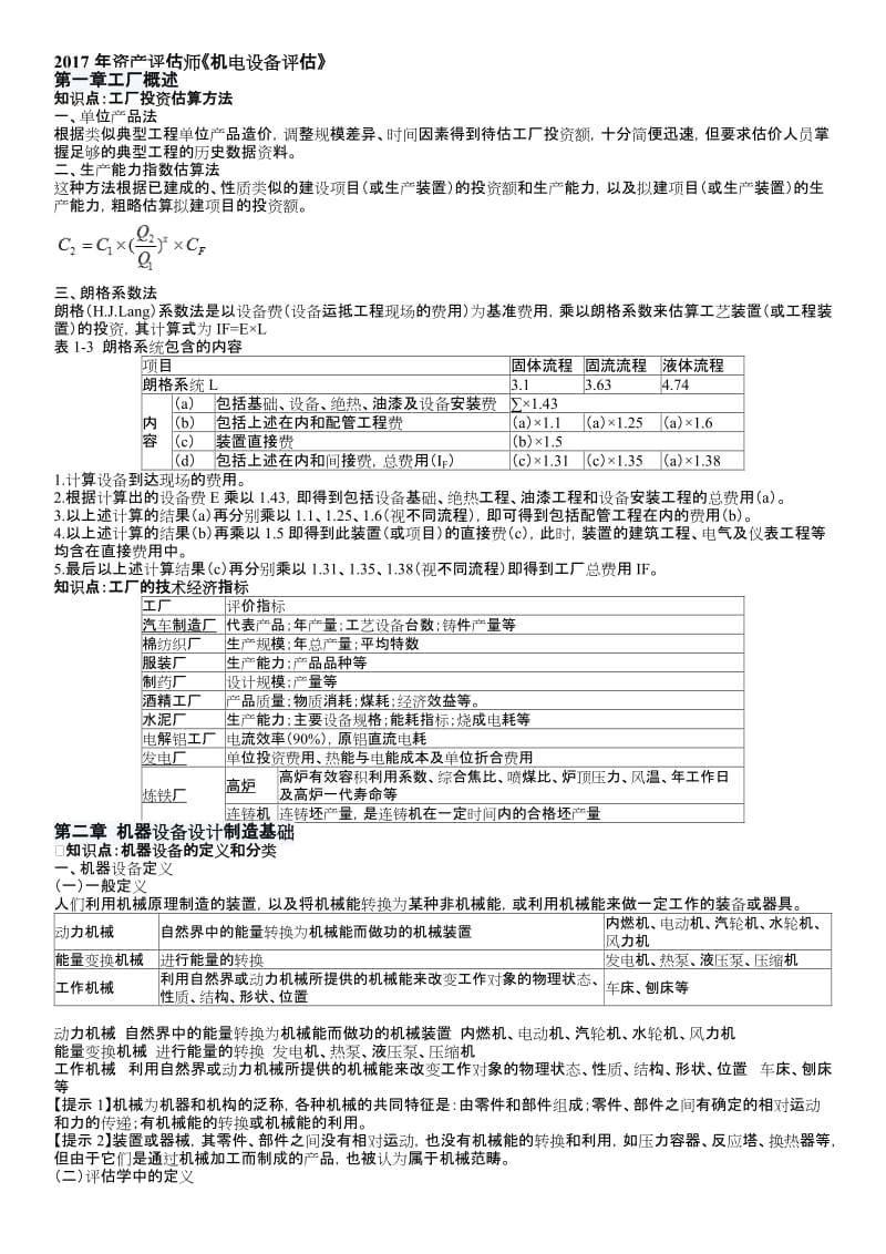 2017年资产评估师《机电设备评估》所有知识点整理.doc_第1页