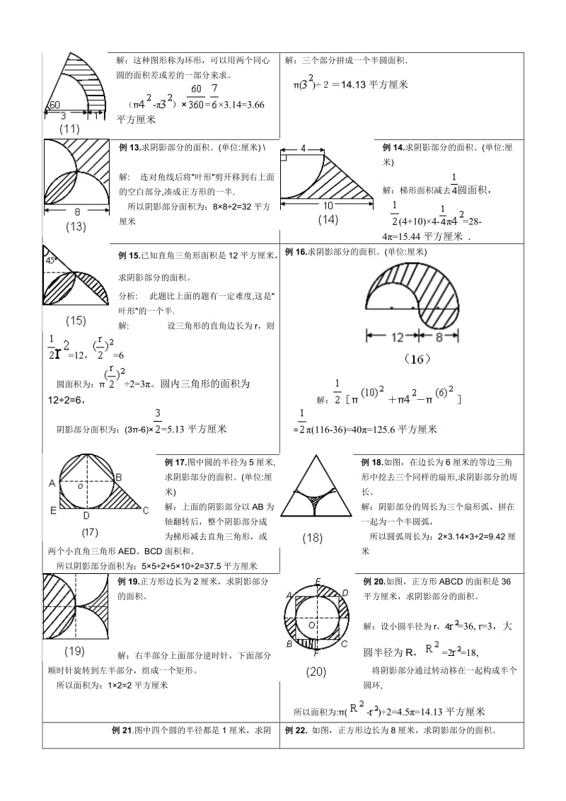 小学六年级求阴影部分面积试题和答案.doc_第2页