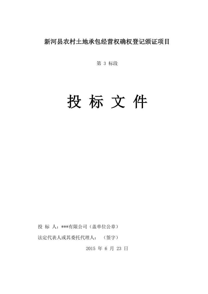 农村土地承包经营权确权登记颁证项目投标文件.doc_第1页