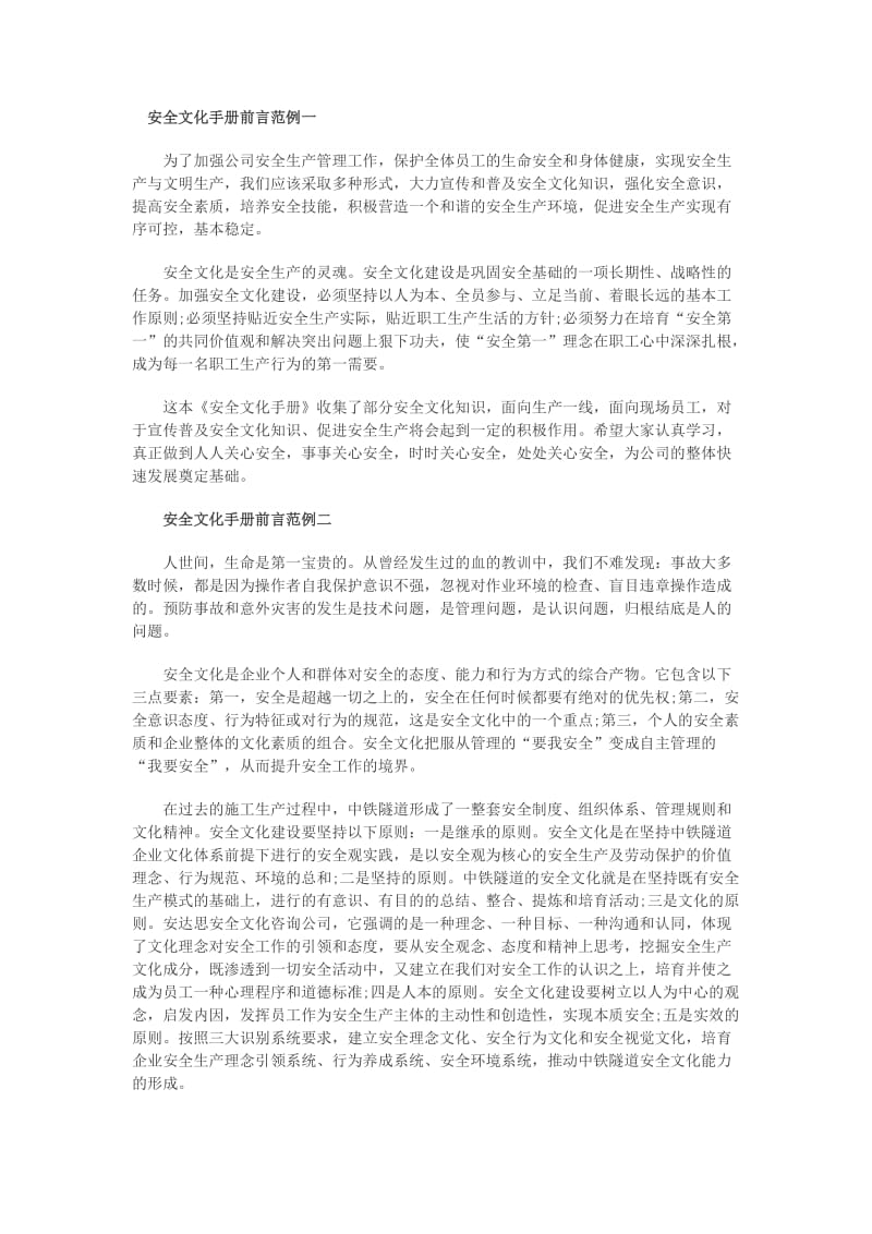 安全文化手册前言范例一.doc_第1页