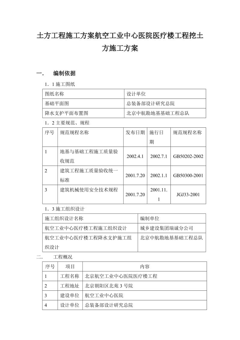 航空工业中心医院医疗楼工程挖土方的施工方案.doc_第1页