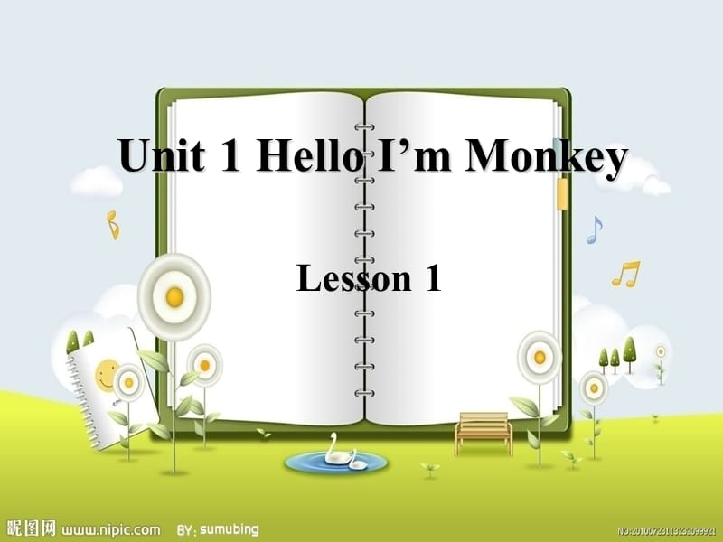 人教版（精通）英語三上《Unit 1 Hello! I’m Monkey》ppt課件.ppt_第1頁