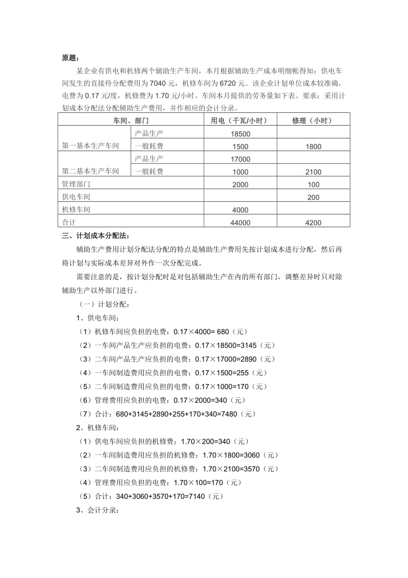 辅助生产费用分配及计划成本分配法.doc_第1页