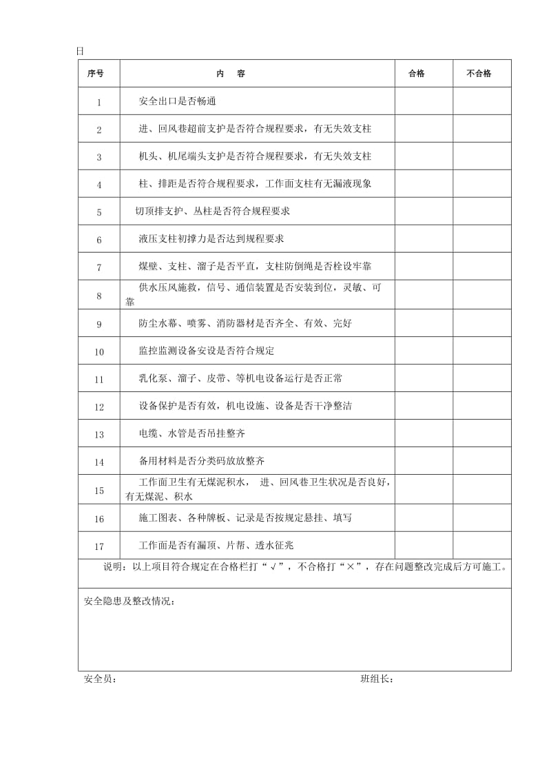 采煤、掘进工作面现场安全确认表.doc_第2页