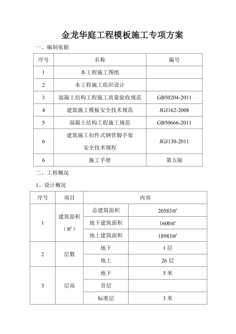 金龙华庭工程模板专项方案.doc_第1页