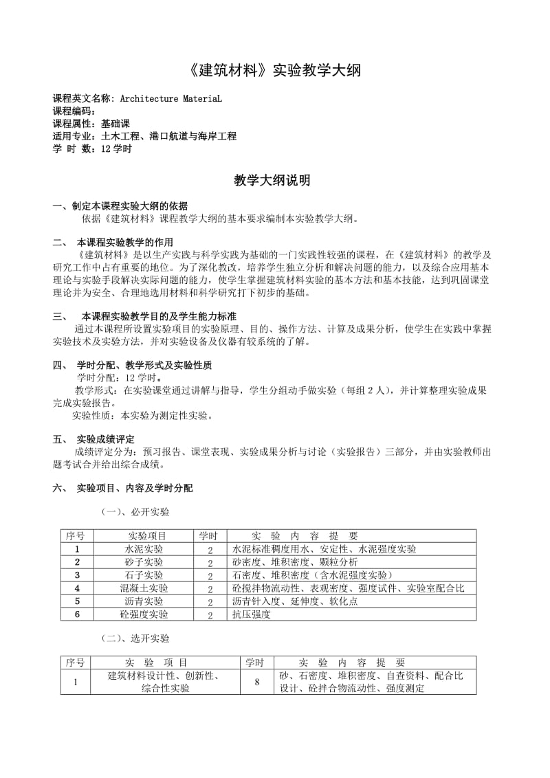 建筑材料实验教学大纲.doc_第1页