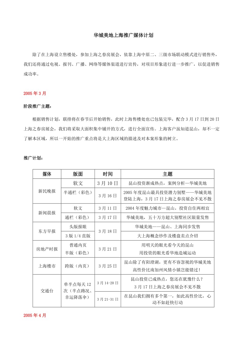 华城美地上海推广媒体计划.doc_第1页