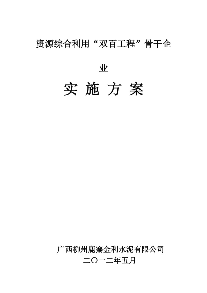 资源综合利用“双百工程”骨干企业实施方案.doc_第1页