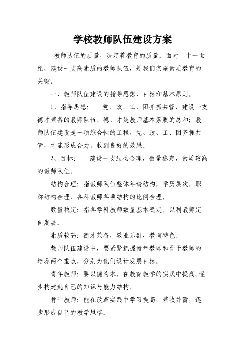 教师队伍建设方案.doc_第1页