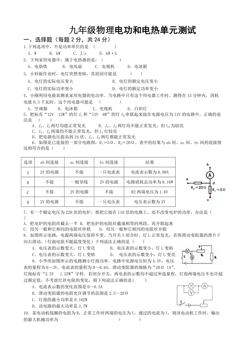 电功和电热综合测试题.doc_第1页