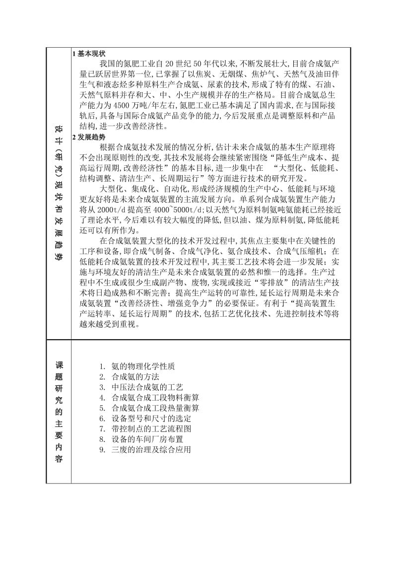 产12万吨合成氨合成工段工艺设计开题报告.doc_第2页