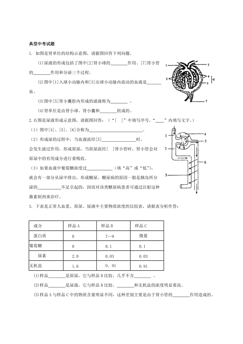 人体内废物的排出知识点汇总及复习题.doc_第3页