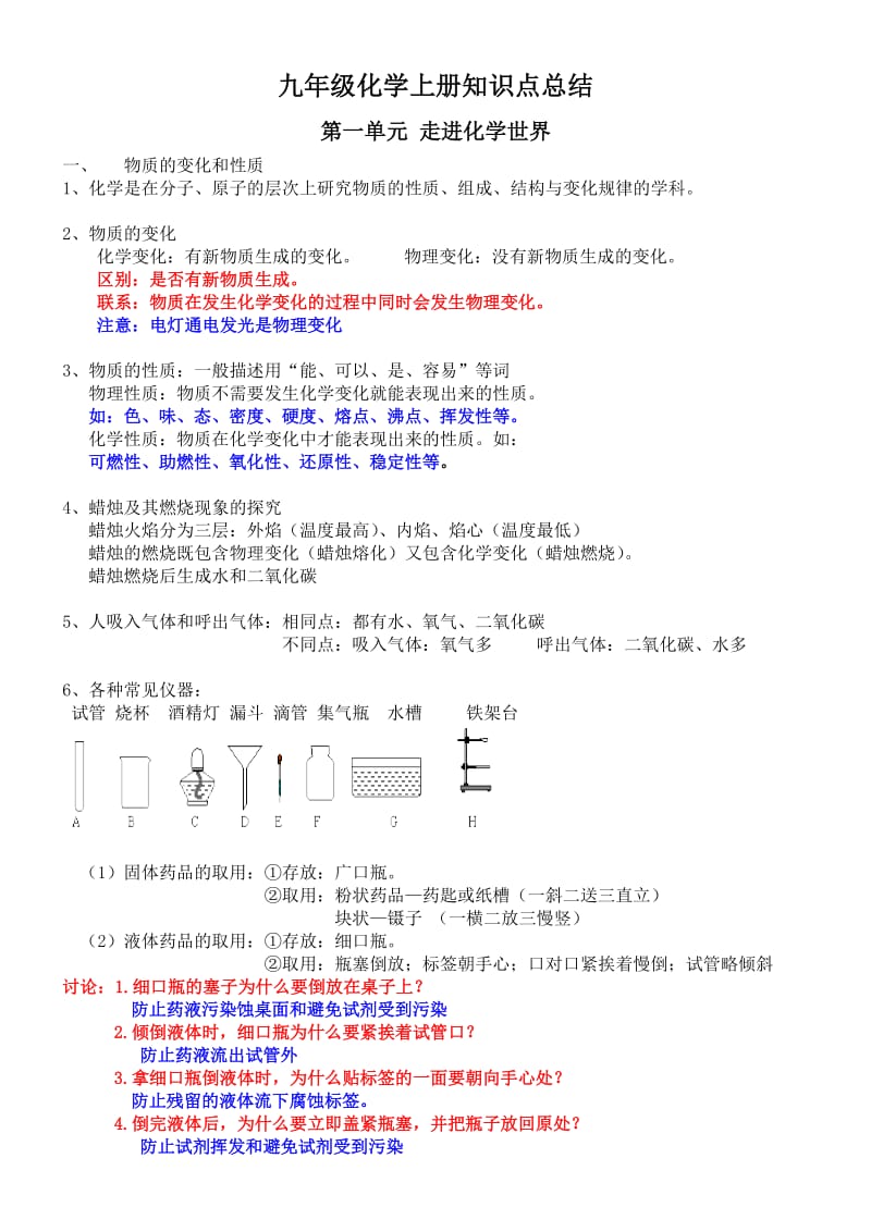 初三化学上册知识点总结(1-3单元).doc_第1页