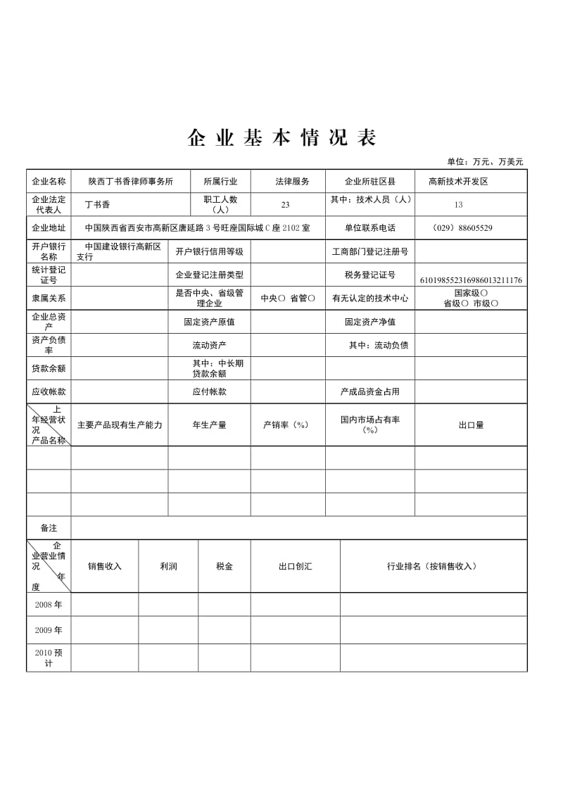 陕西丁书香律师事务所西安市工业发展专项资金扶持项目申报书.doc_第2页