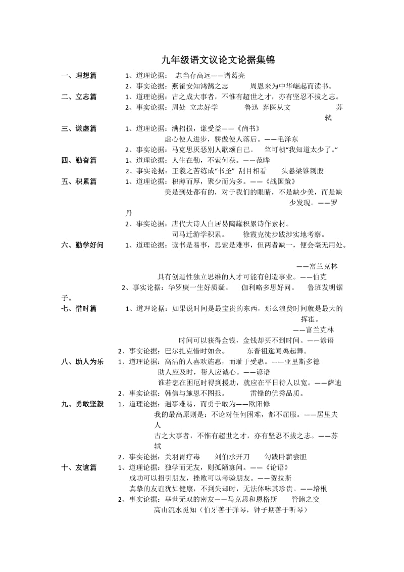 初中议论文论据集锦.doc_第1页