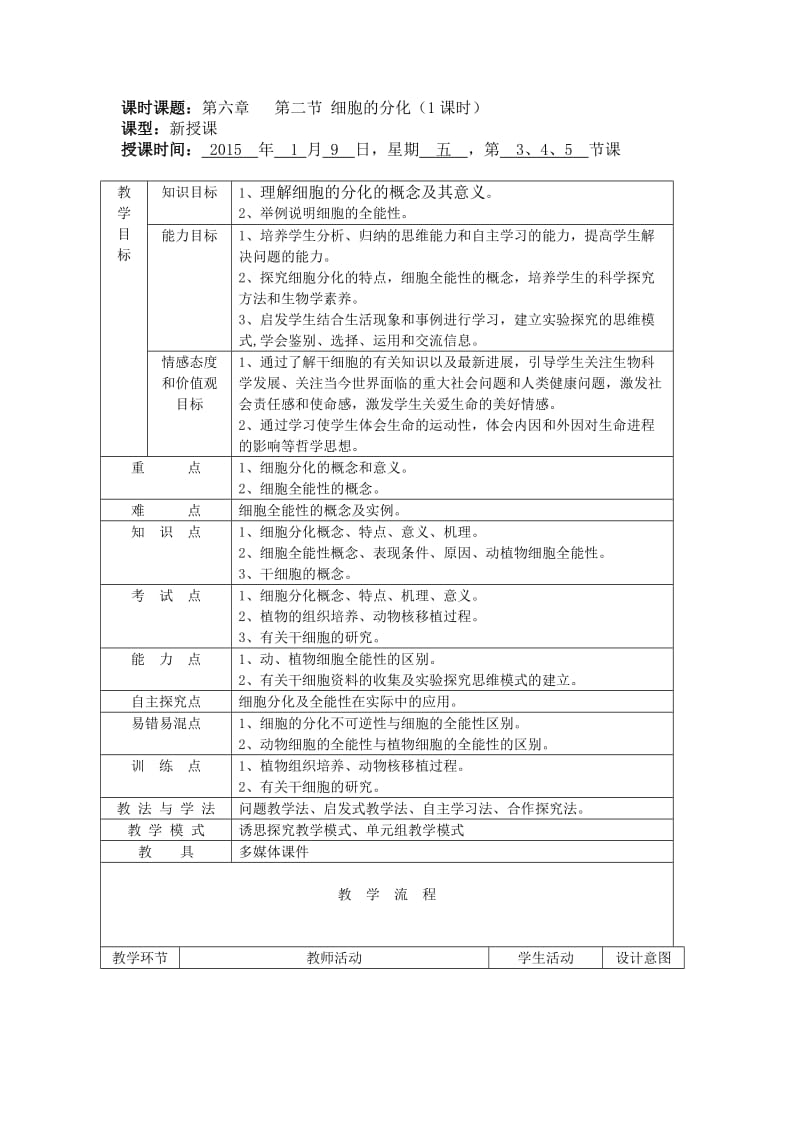 枣庄优秀教案一等奖-细胞的分化.doc_第1页