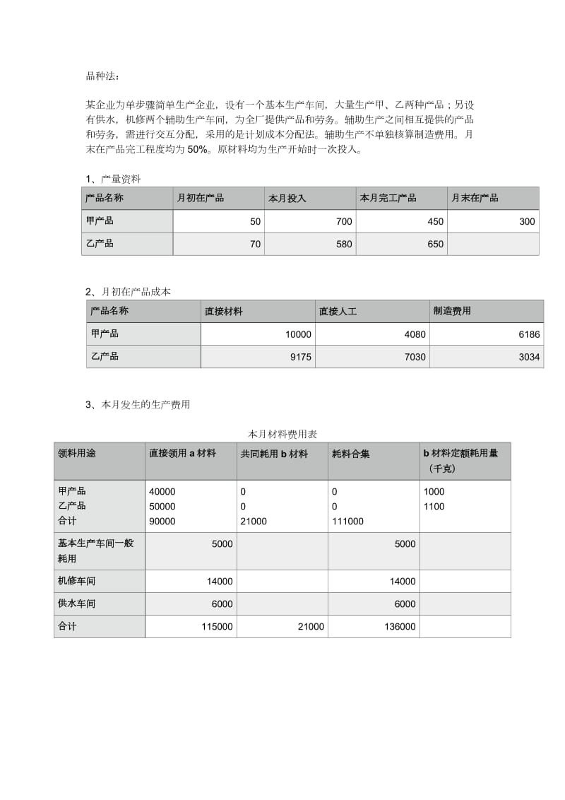 成本会计品种法例题.doc_第1页