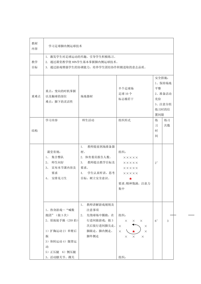 经典足球脚内侧运球教案.doc_第1页