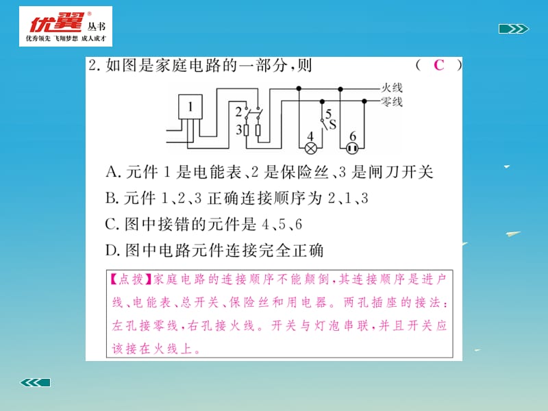 2017年春九年级物理下册18.1家庭电路习题课件新版粤教沪版.ppt_第3页