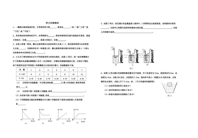 《浮力压强测试题》word版.doc_第2页