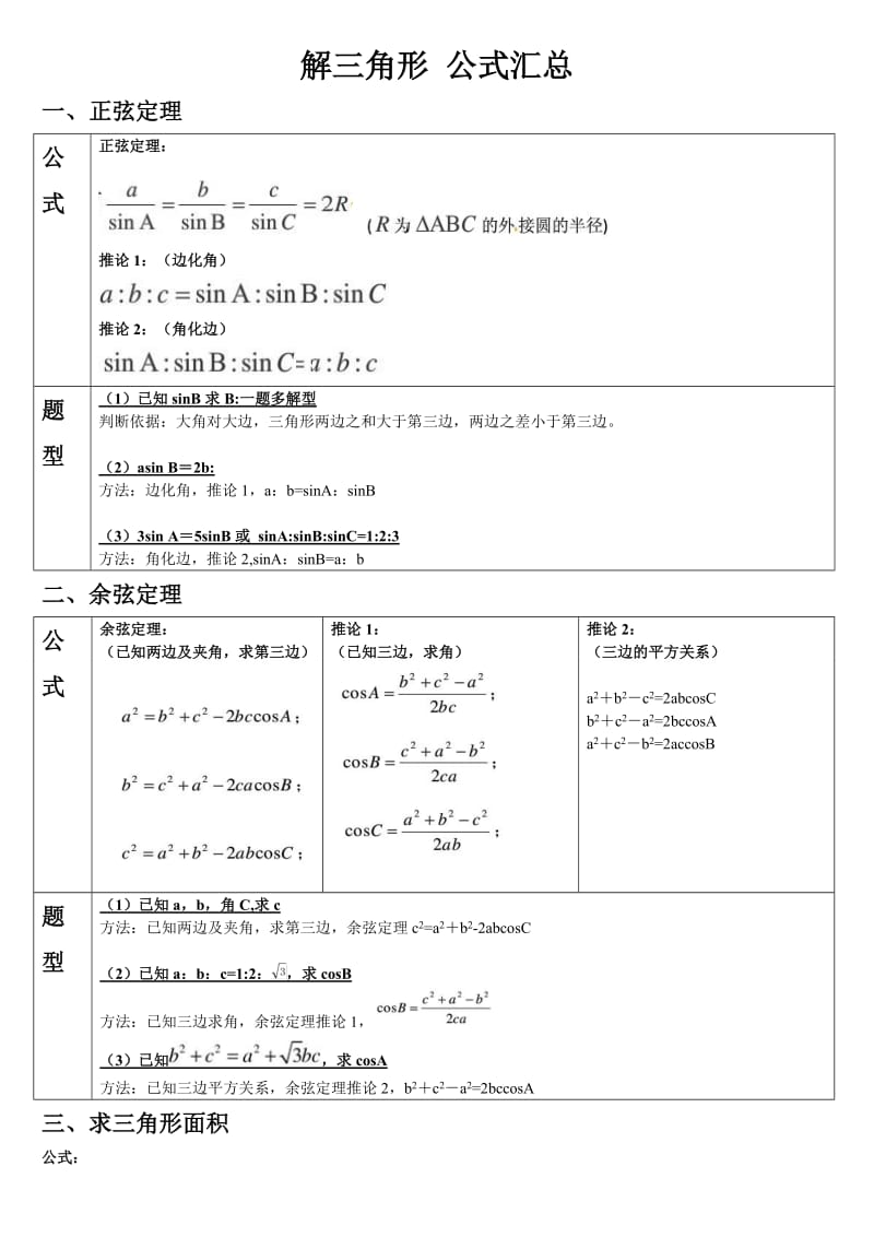 解三角形公式汇总.doc_第1页