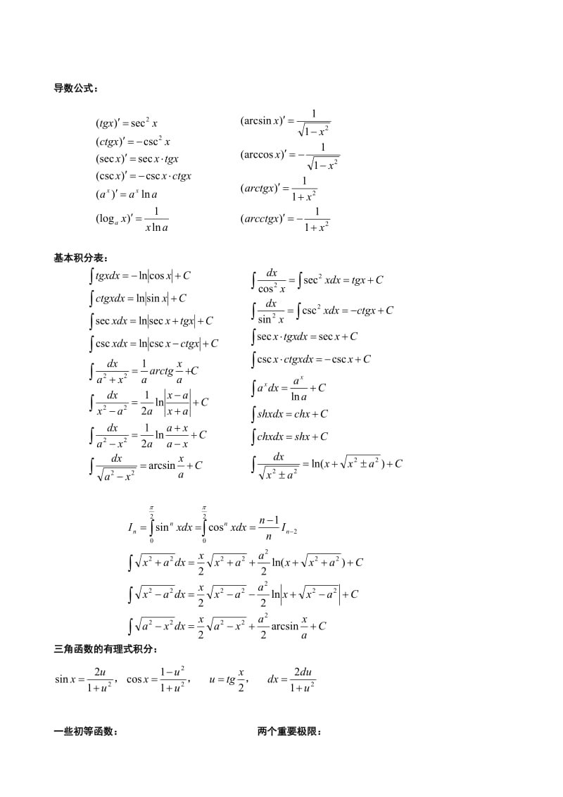 考研数学公式大全(数三).doc_第1页