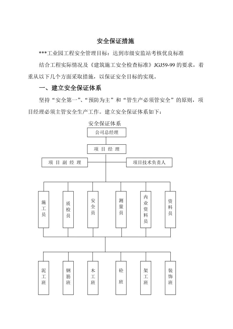 某工业园项目施工安全及文明施工保证措施.doc_第1页