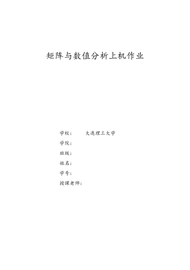 大连理工大学矩阵与数值分析上机作业.doc_第1页