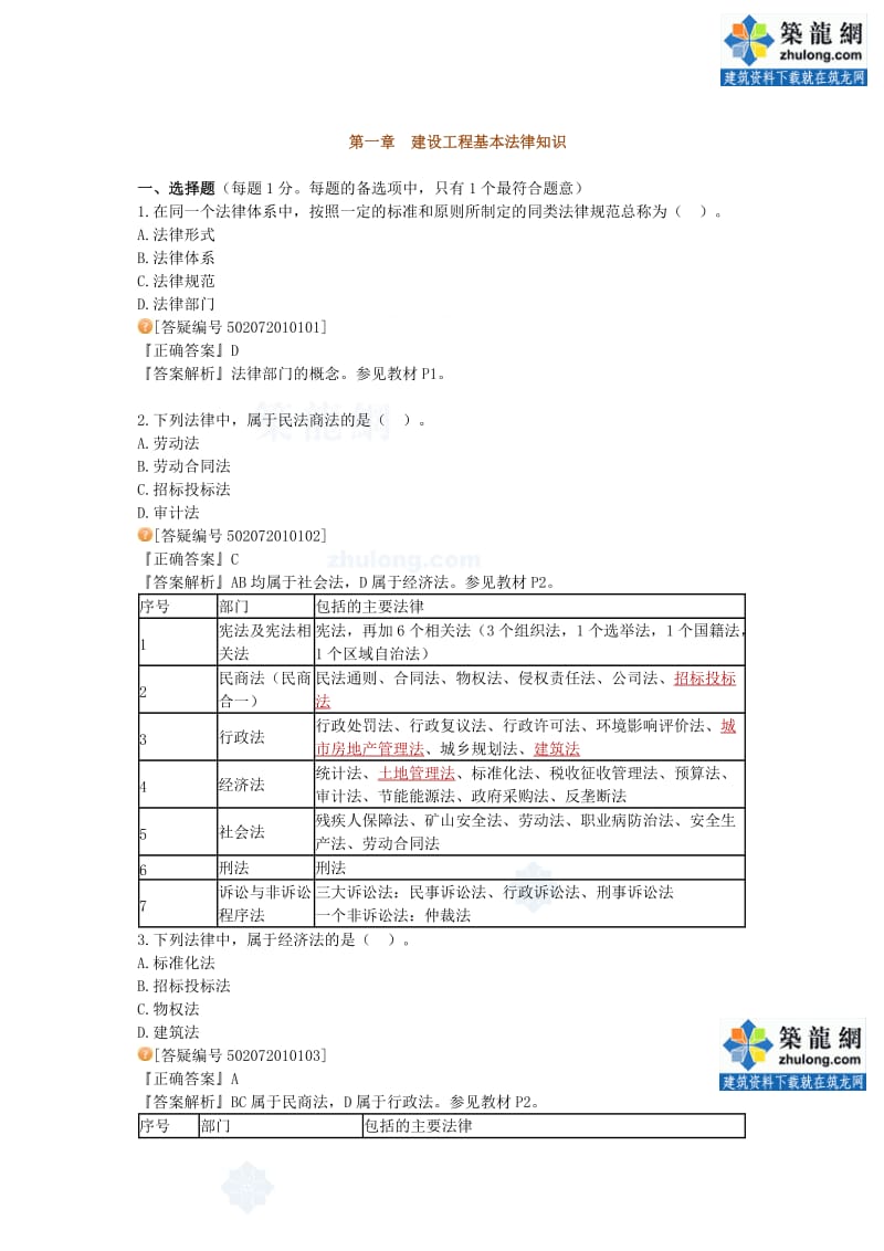 2011年一级建造师《建设工程法规及相关知识》习题班讲义.doc_第1页