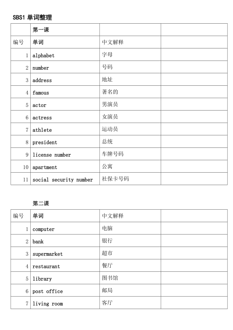 SBS1单词汇总.doc_第1页