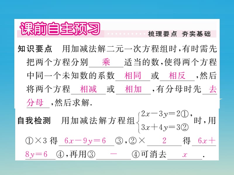 2017年春七年级数学下册1.2.2第2课时用加减法解系数较复杂的方程组及简单应用习题课件新版湘教版.ppt_第2页