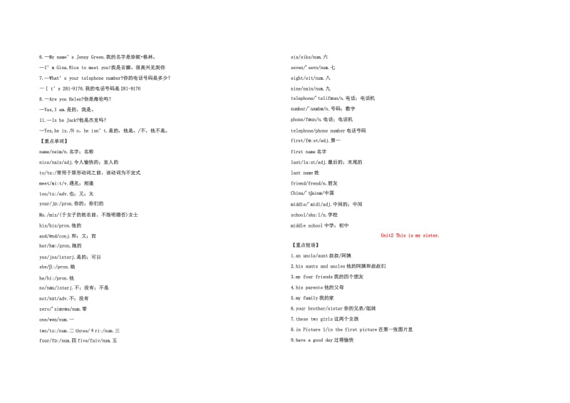 初一上册英语重点单词、短语、句型全汇总.doc_第3页