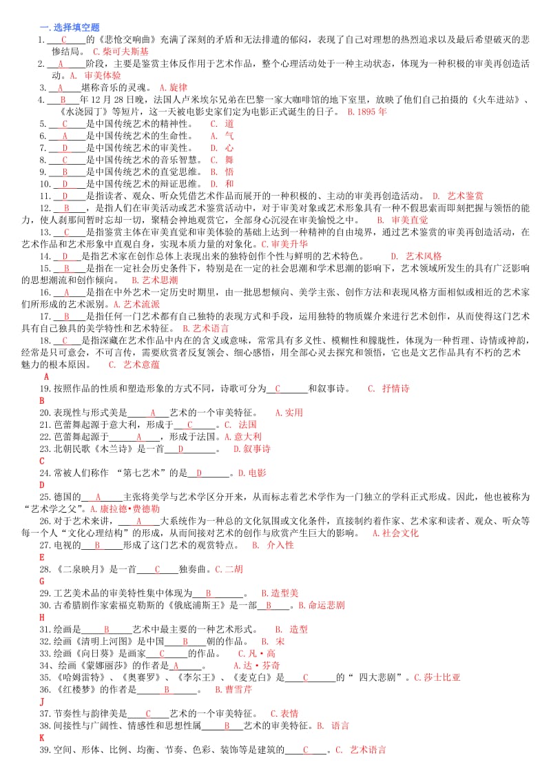 2016年电大艺术学概论考试小抄.doc_第1页