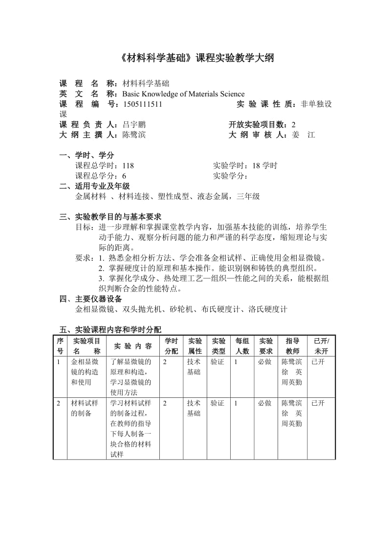 材料科学基础课程实验教学大纲.doc_第1页