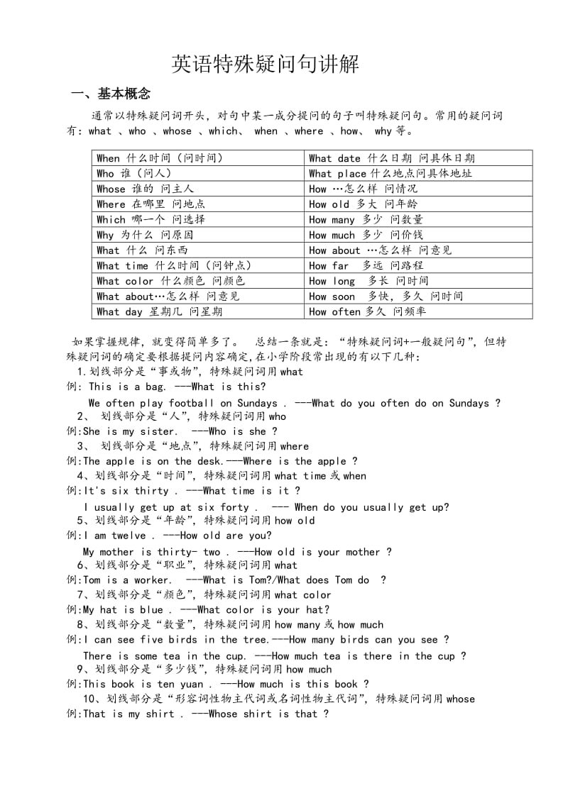 英语特殊疑问句讲解及例句.doc_第1页