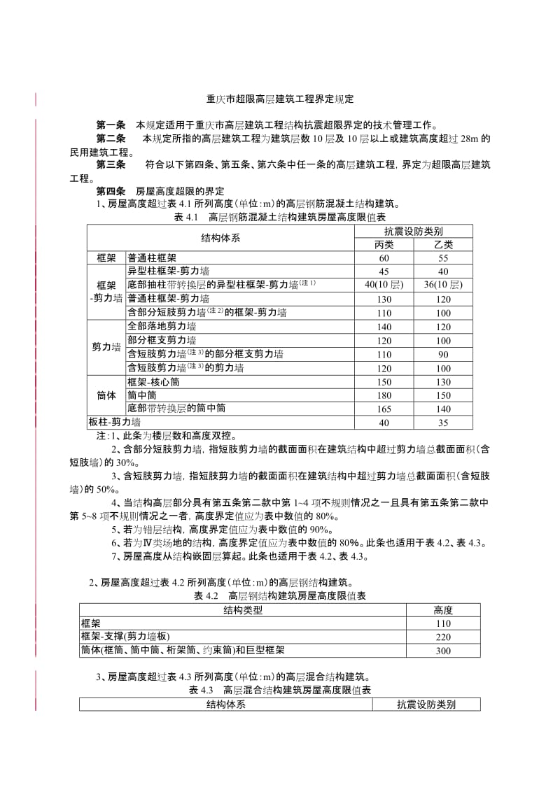 重庆市高层建筑工地进程结构抗震基本参数表.doc_第1页
