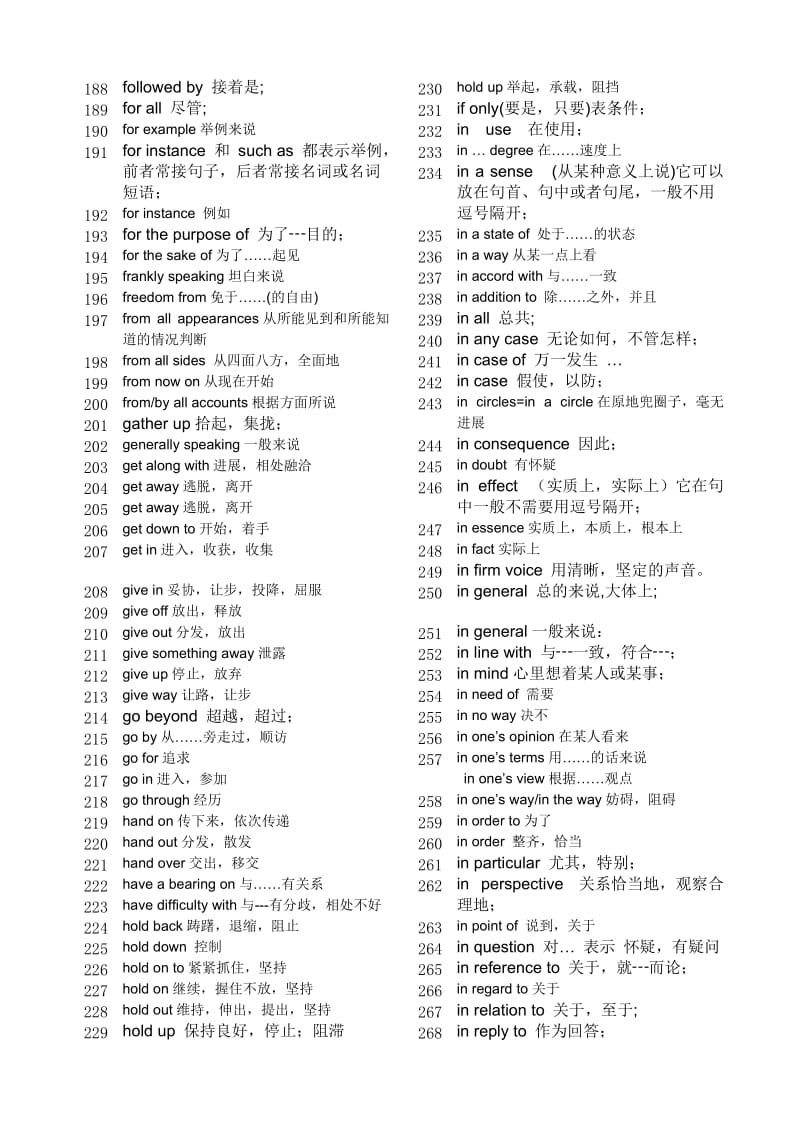 专业四级完形填空词组及固定搭配常考汇总.doc_第3页