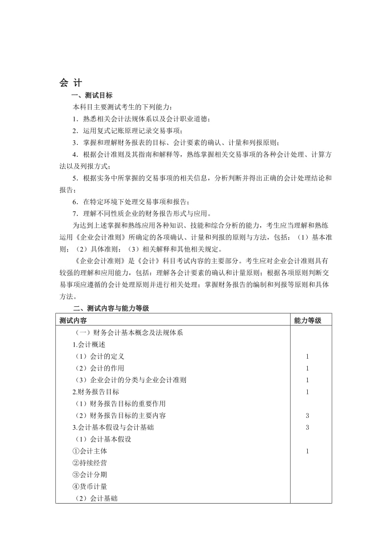 2010年注册会计师专业阶段考试大纲和样题-《会计》.doc_第1页