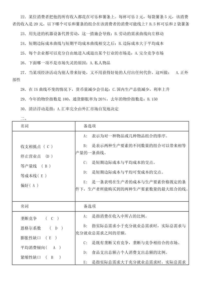 2015年电大专科《西方经济学》期末重点复习资料考试小抄.doc_第2页