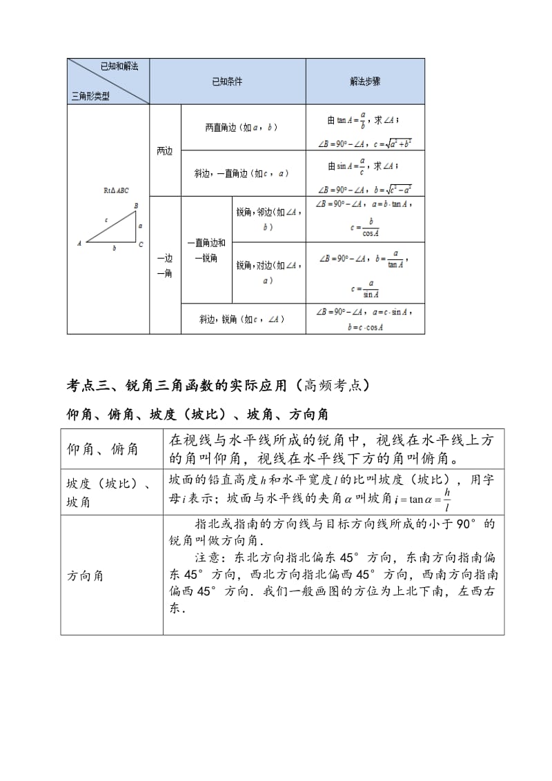 初中锐角三角函数知识点总结.doc_第3页