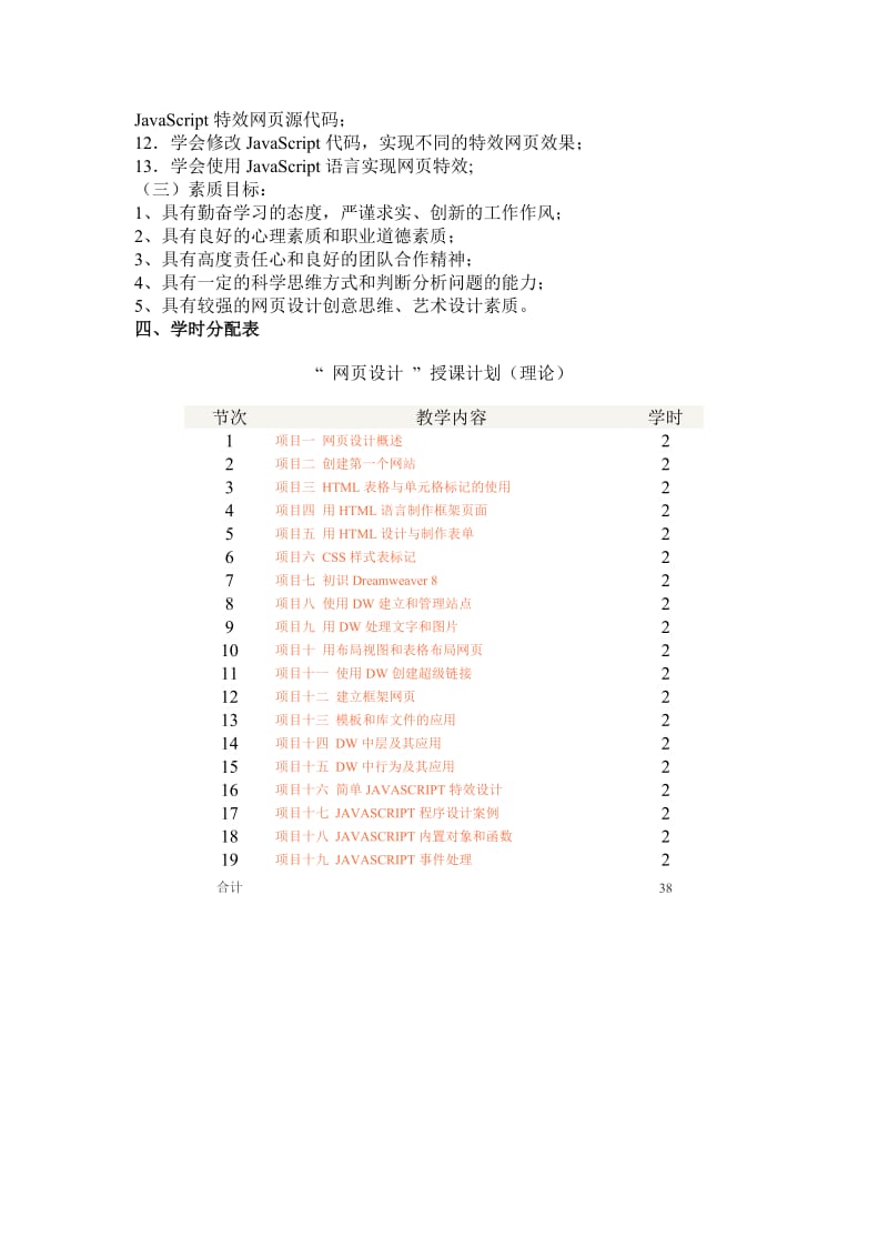 网页设计理论教学大纲.doc_第2页