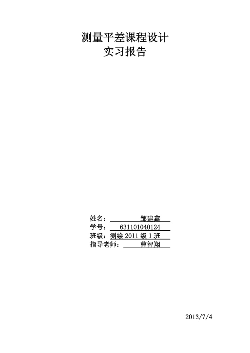 测量平差技术报告.doc_第1页