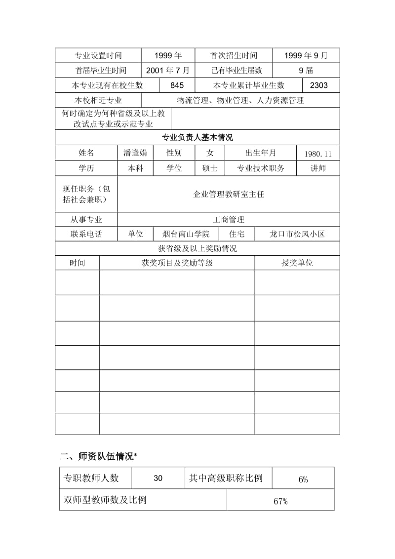 烟台南山学院工商企业管理特色专业申报书-报版.doc_第2页