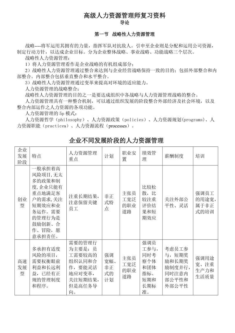 高级人力资源管理师复习资料.doc_第1页