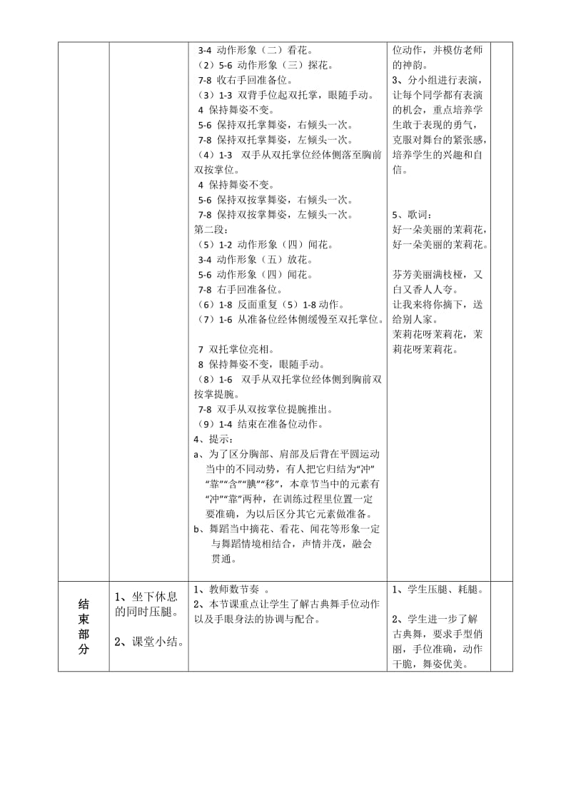 舞蹈教案《茉莉花》2课时.doc_第2页