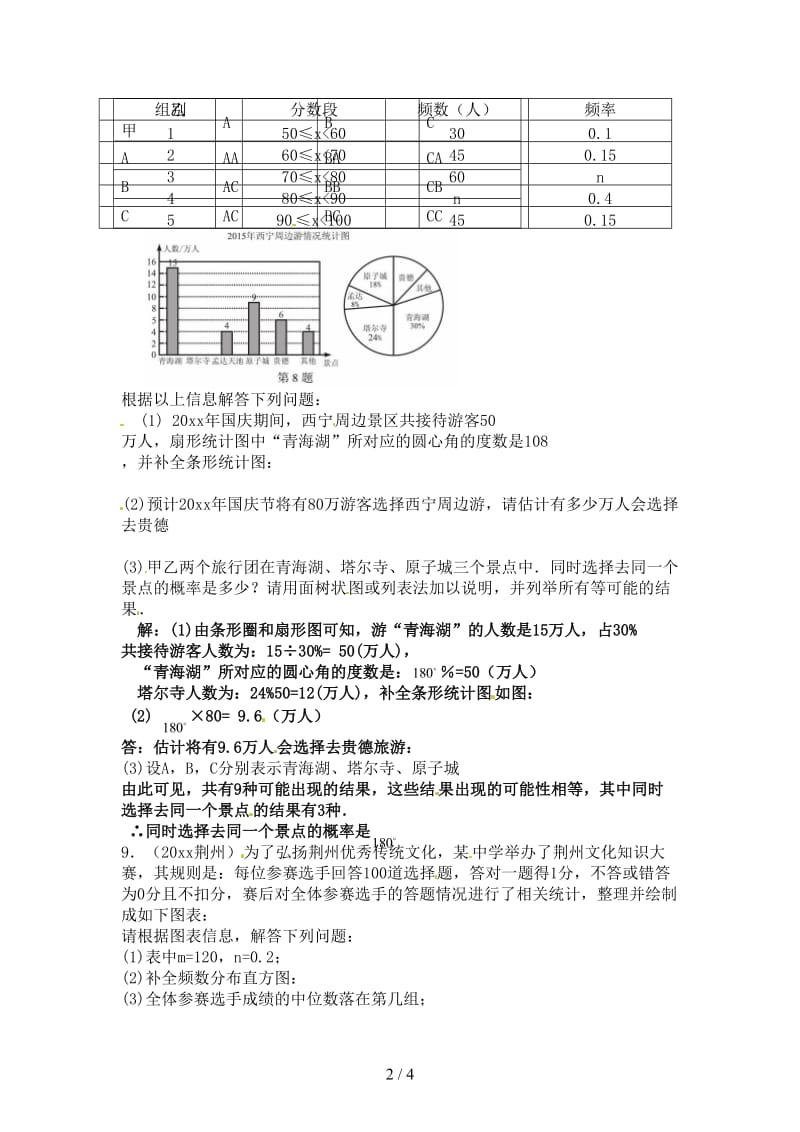 中考数学专题复习统计和概率同步练习二.doc_第2页