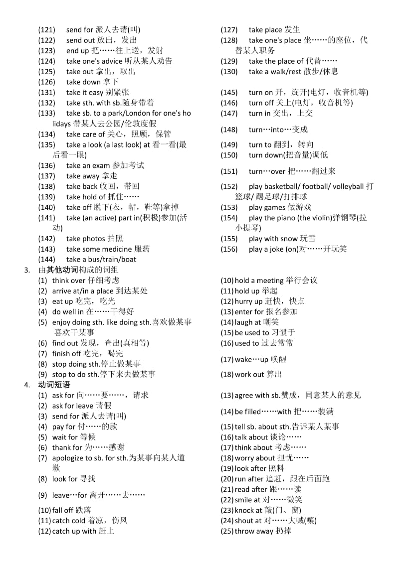 初中英语常用动词词组及短语.doc_第3页