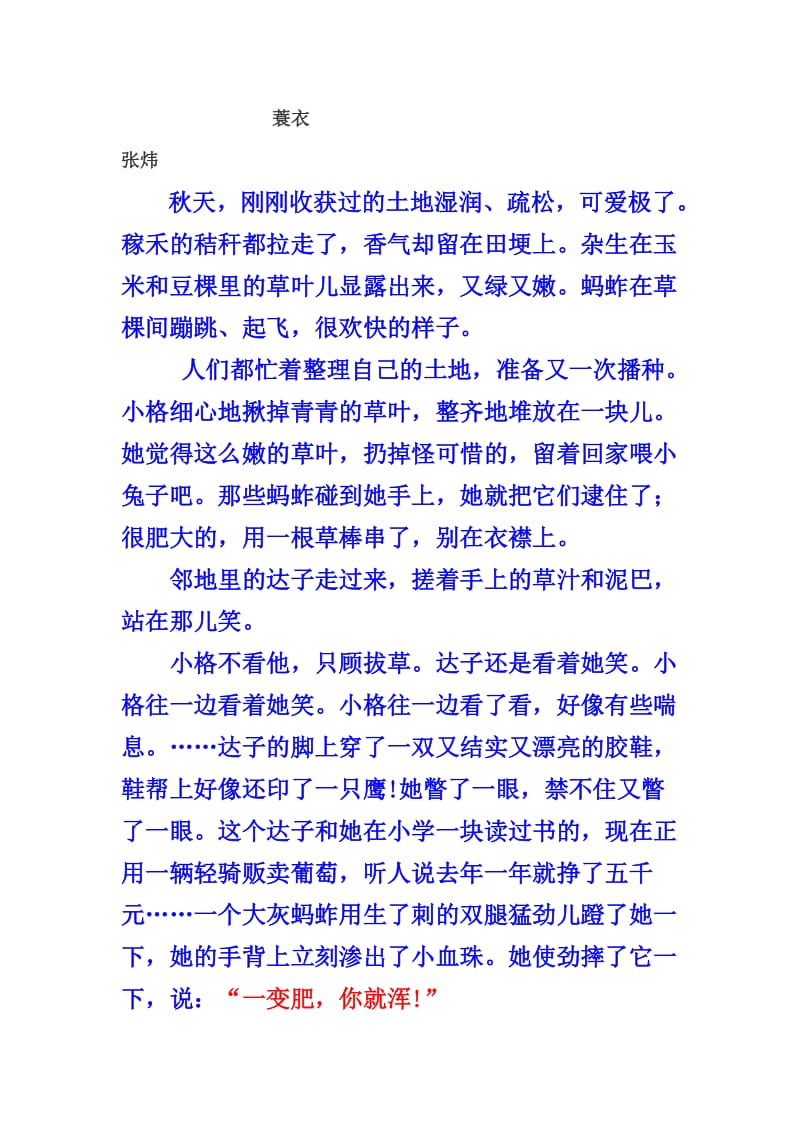 现代文阅读精讲-《蓑衣.doc_第1页