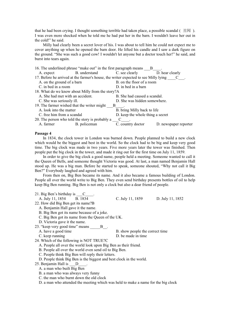 川大《大学英语(一)》模拟试题.doc_第3页