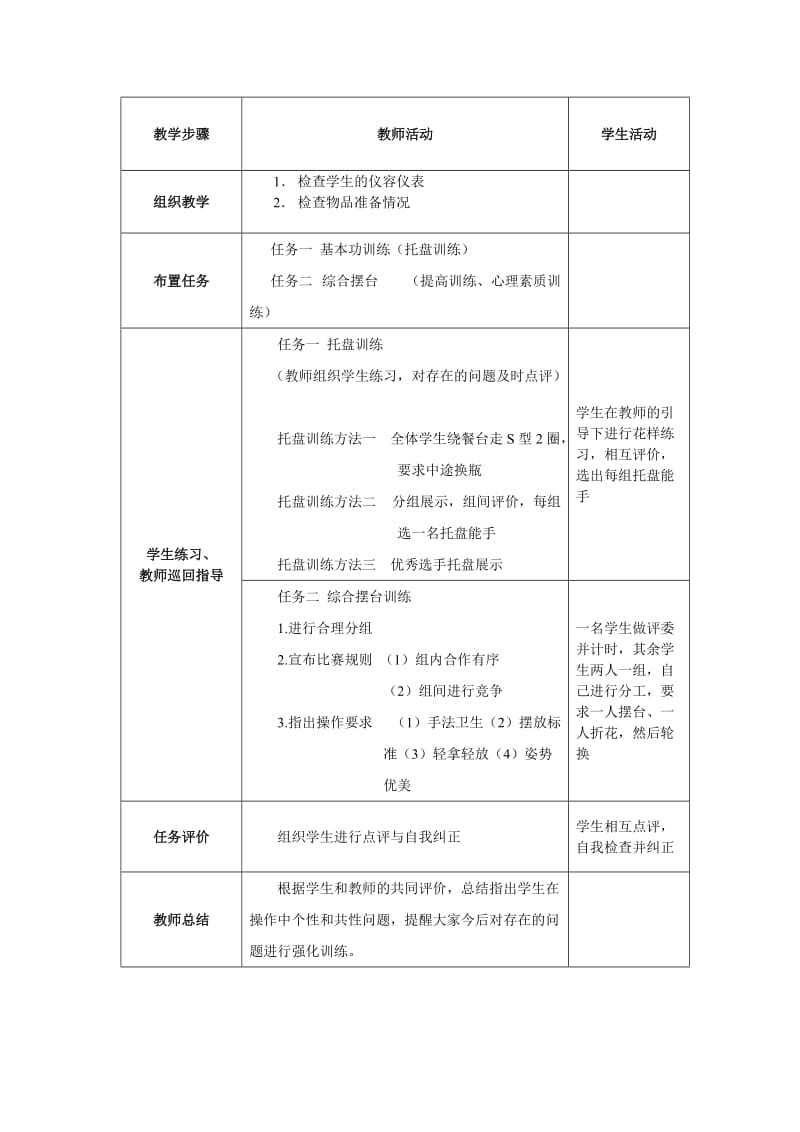 餐饮技能实训《中餐摆台》教案.doc_第2页